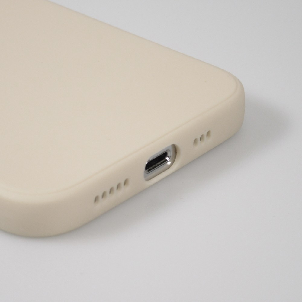 Coque iPhone 16e - Silicone Mat Coeur doré - Beige