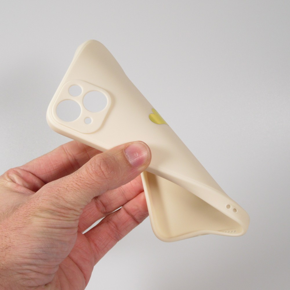 Coque iPhone 16e - Silicone Mat Coeur doré - Beige