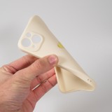 Coque iPhone 14 - Silicone Mat Coeur doré - Beige