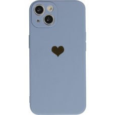 iPhone 16e Case Hülle - Silikon Mat Herz gold - Blau
