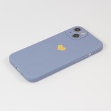 iPhone 16e Case Hülle - Silikon Mat Herz gold - Blau