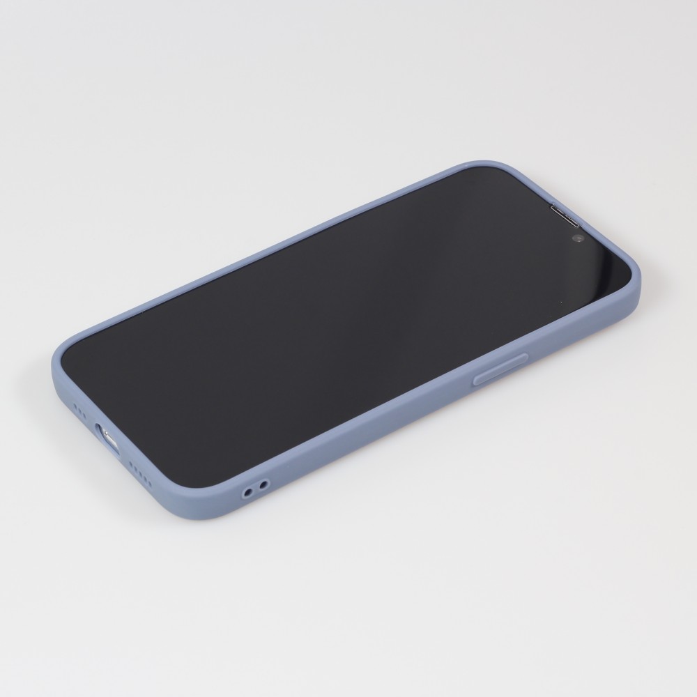 Coque iPhone 14 Plus - Silicone Mat Coeur doré - Bleu