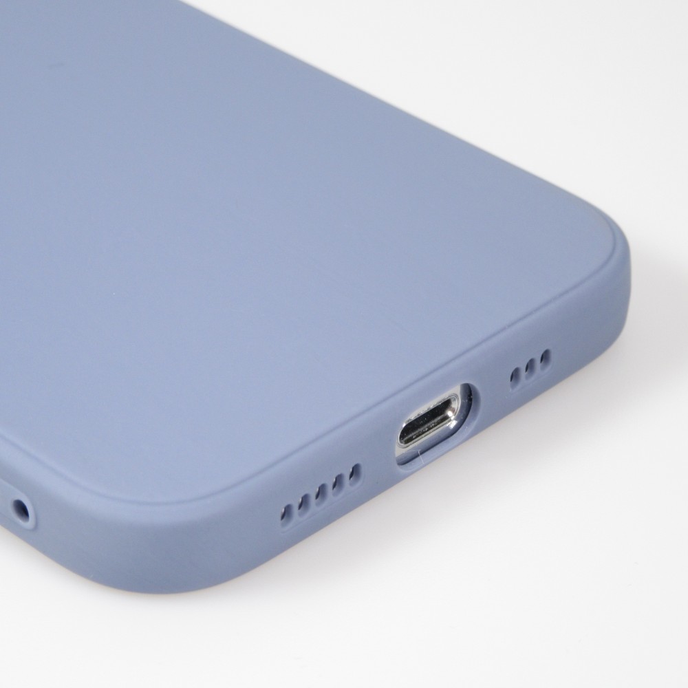 iPhone 16e Case Hülle - Silikon Mat Herz gold - Blau