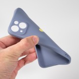 iPhone 16e Case Hülle - Silikon Mat Herz gold - Blau
