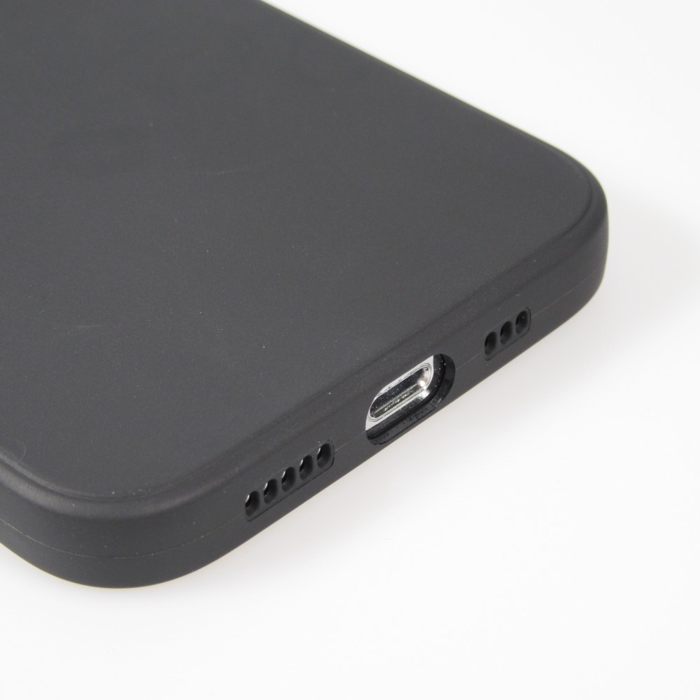 Coque iPhone 16e - Silicone Mat Coeur doré - Noir