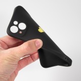 Coque iPhone 16e - Silicone Mat Coeur doré - Noir