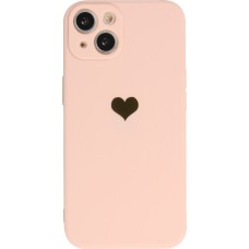 iPhone 14 Case Hülle - Silikon Mat Herz gold - Rosa