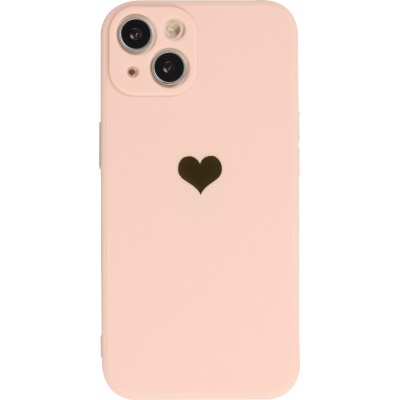 iPhone 14 Plus Case Hülle - Silikon Mat Herz gold - Rosa