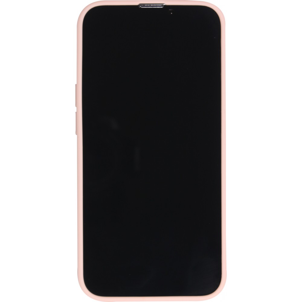 Coque iPhone 15 Plus - Silicone Mat Coeur doré - Rose