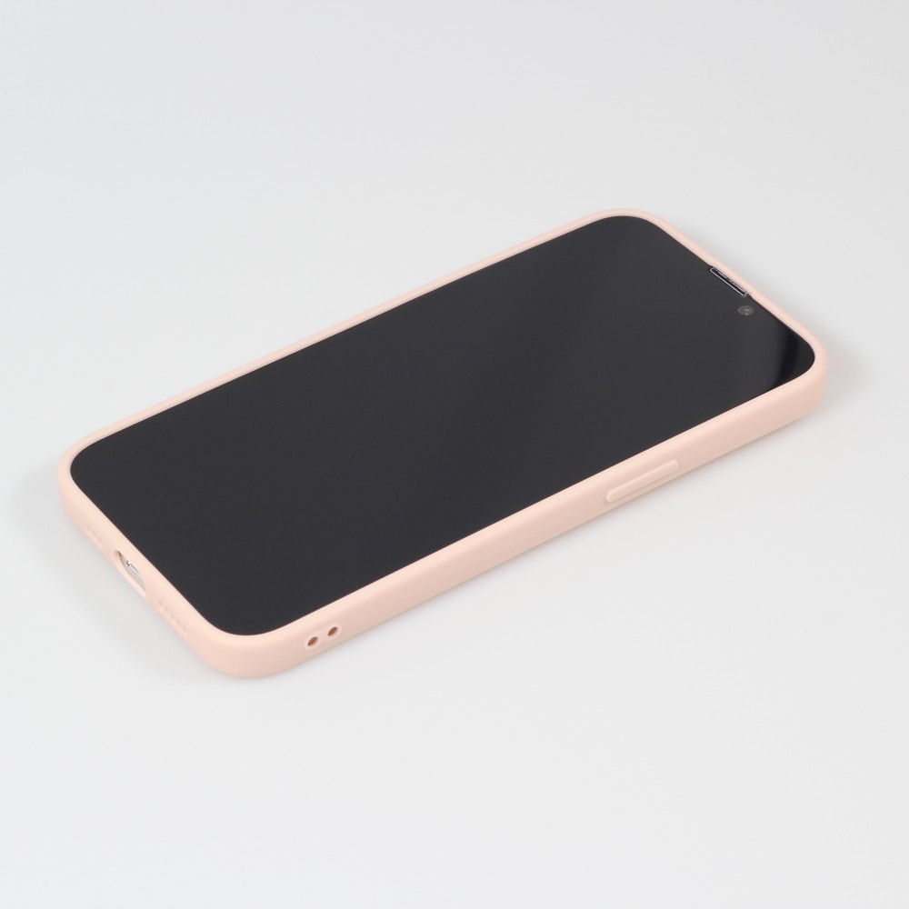 Coque iPhone 15 Plus - Silicone Mat Coeur doré - Rose