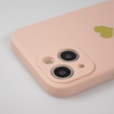 Coque iPhone 14 Plus - Silicone Mat Coeur doré - Rose