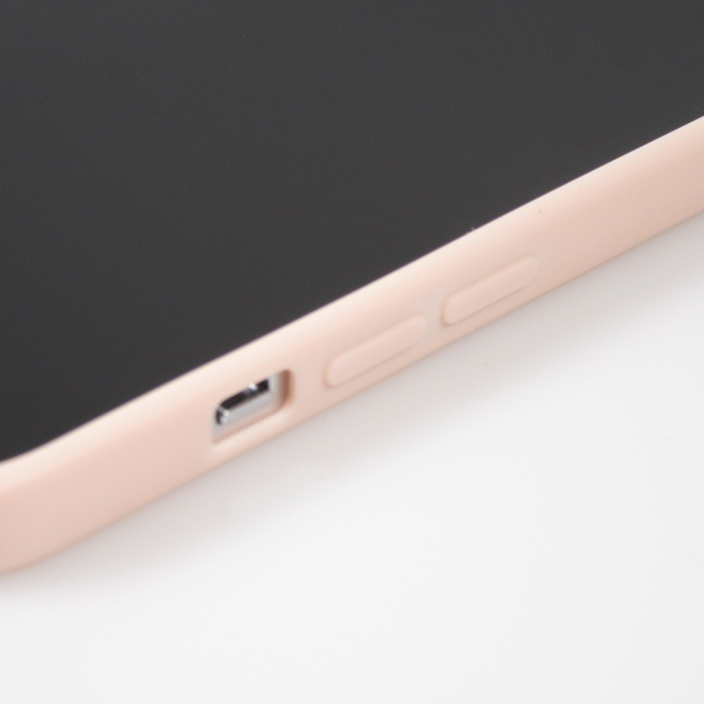 iPhone 14 Case Hülle - Silikon Mat Herz gold - Rosa