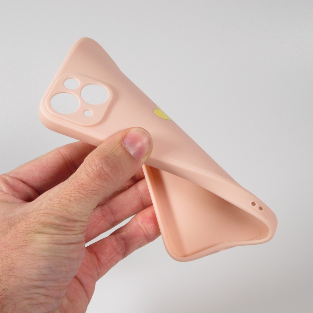 iPhone 15 Plus Case Hülle - Silikon Mat Herz gold - Rosa
