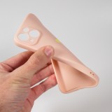 iPhone 13 Case Hülle - Silikon Mat Herz gold - Rosa