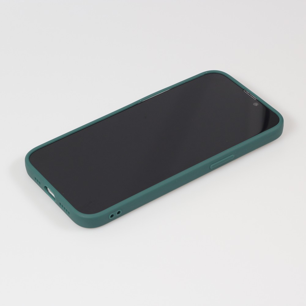 iPhone 13 Case Hülle - Silikon Mat Herz gold - Dunkelgrün