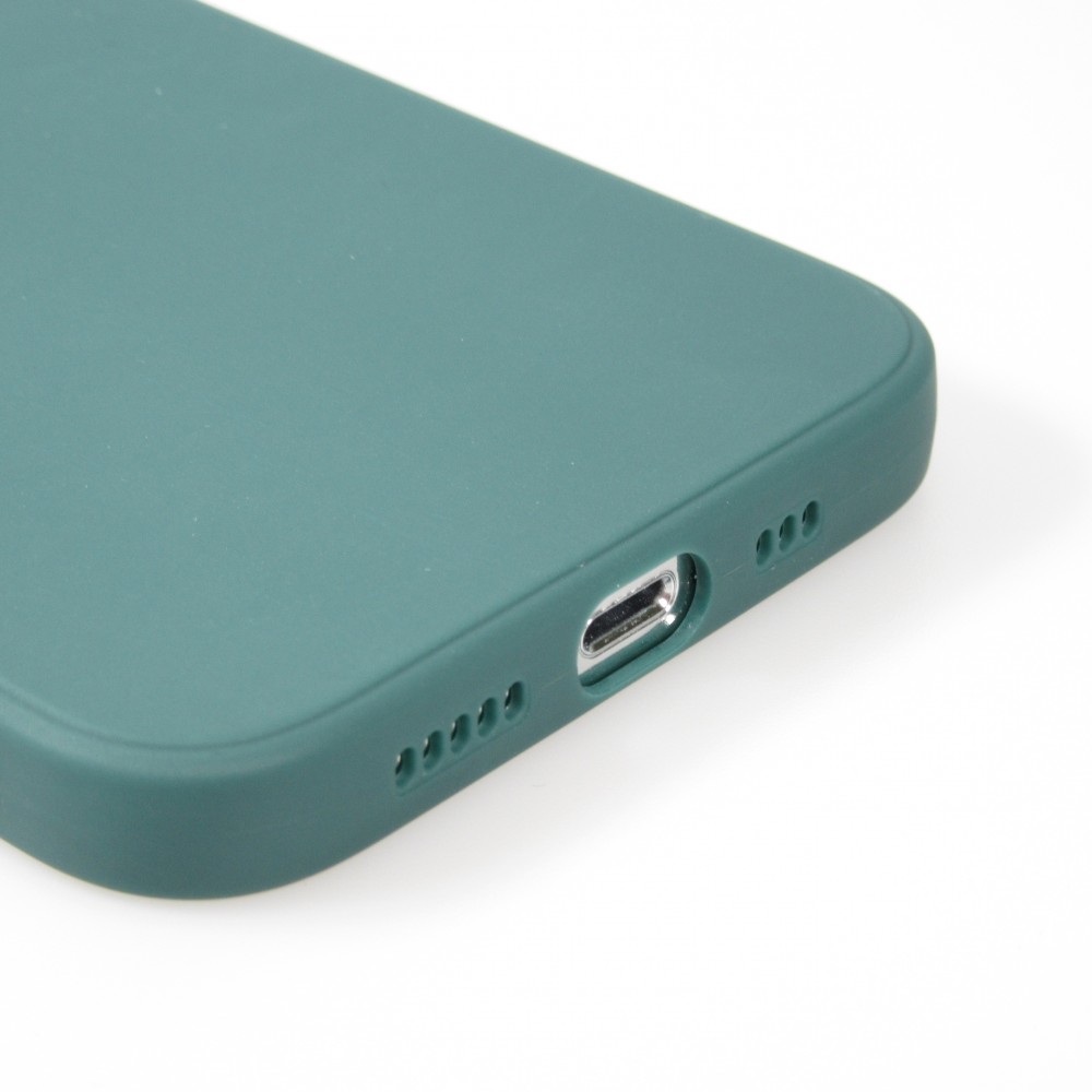 Coque iPhone 16e - Silicone Mat Coeur doré - Vert foncé
