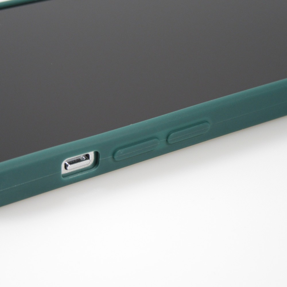 Coque iPhone 16e - Silicone Mat Coeur doré - Vert foncé