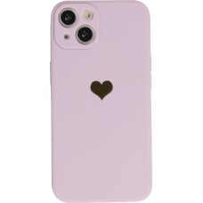 Coque iPhone 16e - Silicone Mat Coeur doré - Violet
