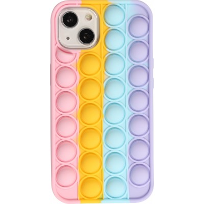Coque iPhone 13 - Silicone jeu éclate bulles anti-stress arc-en-ciel