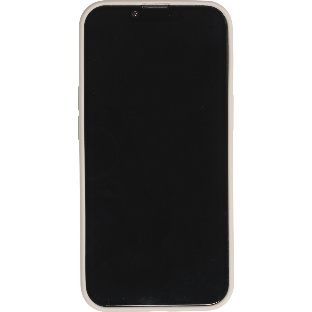 iPhone 14 Plus Case Hülle - Silikon matt Herzdesign gold - Grau