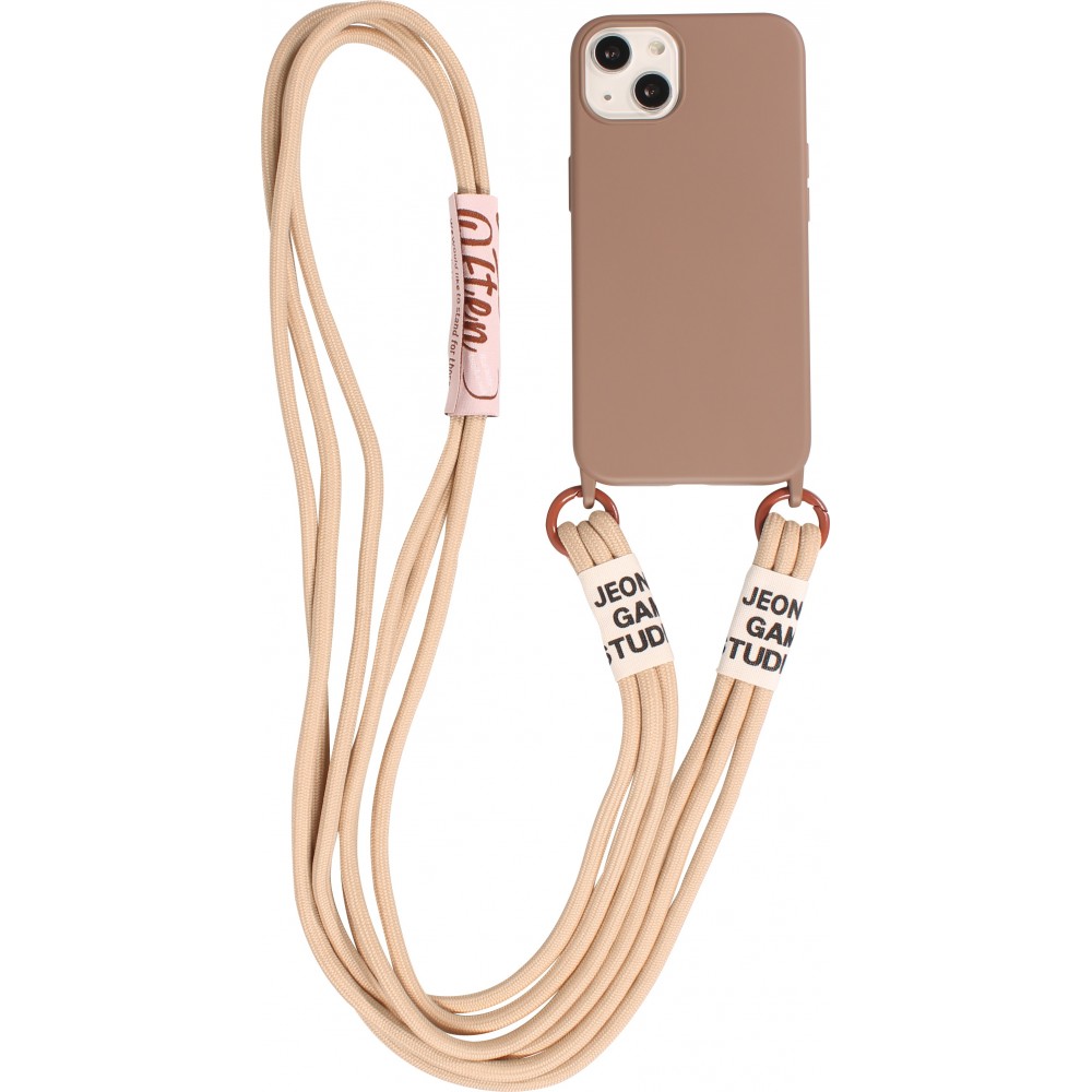iPhone 11 Case Hülle - Silikon Fashion Jeong Gam Studio Laugh Often mit Umhängeseil - Braun