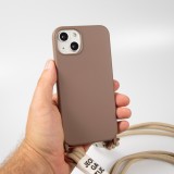 iPhone 11 Case Hülle - Silikon Fashion Jeong Gam Studio Laugh Often mit Umhängeseil - Braun