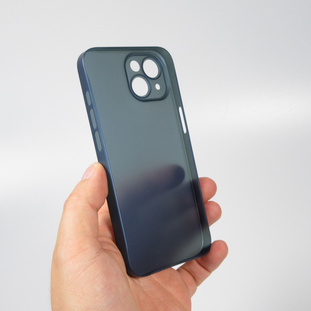 Coque iPhone 14 - plastique ultra fin semi-transparent mat - Bleu