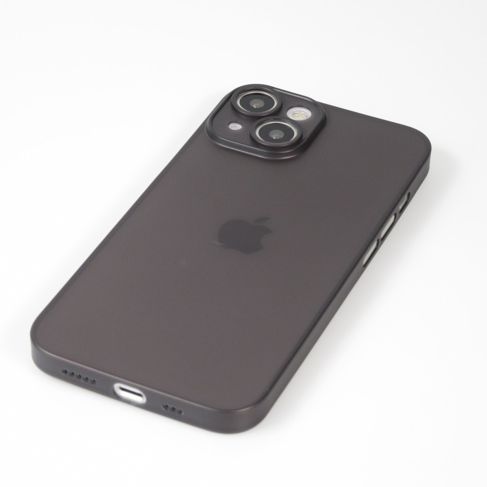 iPhone 14 Case Hülle - Plastik ultra dünn semi-transparent matt - Schwarz