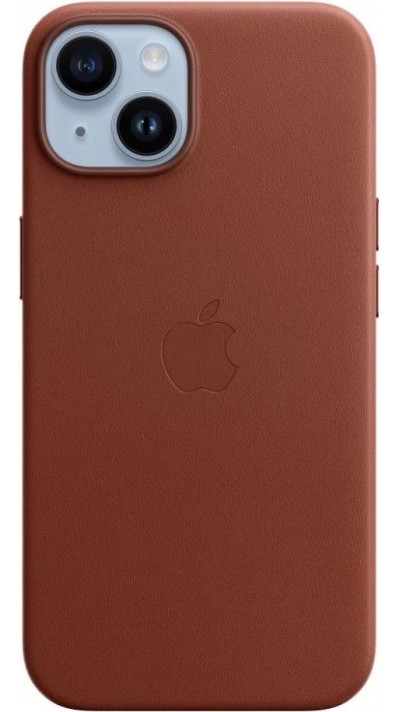 Coque iPhone 14 - Apple cuir véritable MagSafe - Brun