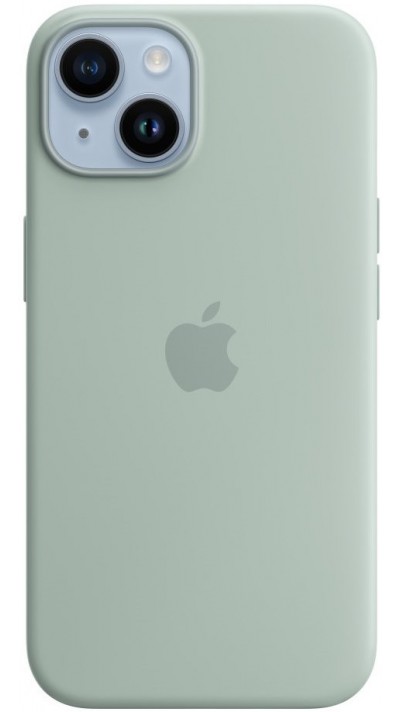 Coque iPhone 14 - Apple silicone soft touch MagSafe - Vert menthe