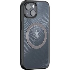 Coque iPhone 14 Plus - Bumper vagues transparentes Clear Waves avec MagSafe - Noir