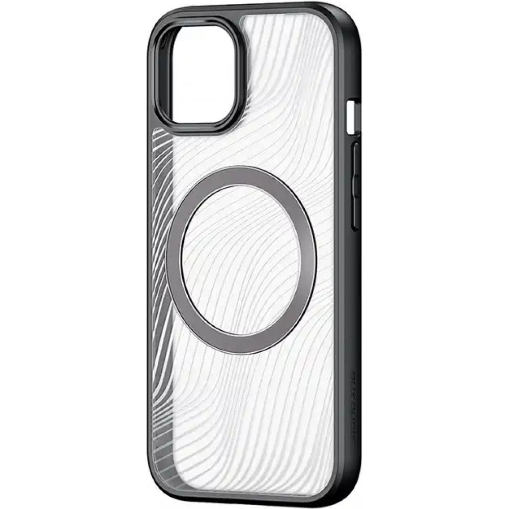 Coque iPhone 14 - Bumper vagues transparentes Clear Waves avec MagSafe - Noir
