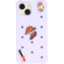 iPhone 14 Case Hülle - Dicke Silikonhülle mit Löcher für Aufsteck-Sticker - Hellblau