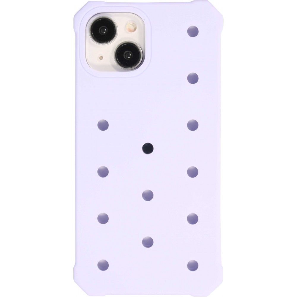 iPhone 14 Case Hülle - Dicke Silikonhülle mit Löcher für Aufsteck-Sticker - Hellblau