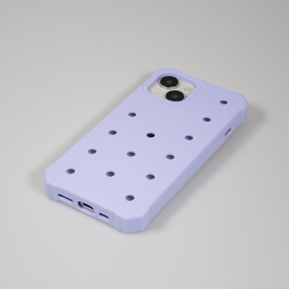 iPhone 14 Case Hülle - Dicke Silikonhülle mit Löcher für Aufsteck-Sticker - Hellblau