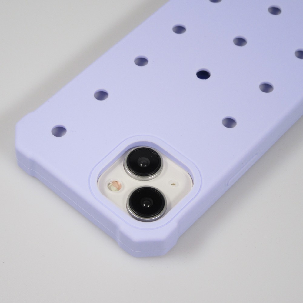 iPhone 14 Case Hülle - Dicke Silikonhülle mit Löcher für Aufsteck-Sticker - Hellblau