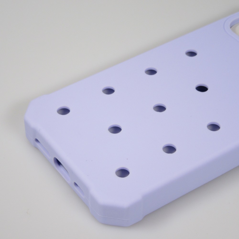 iPhone 14 Case Hülle - Dicke Silikonhülle mit Löcher für Aufsteck-Sticker - Hellblau