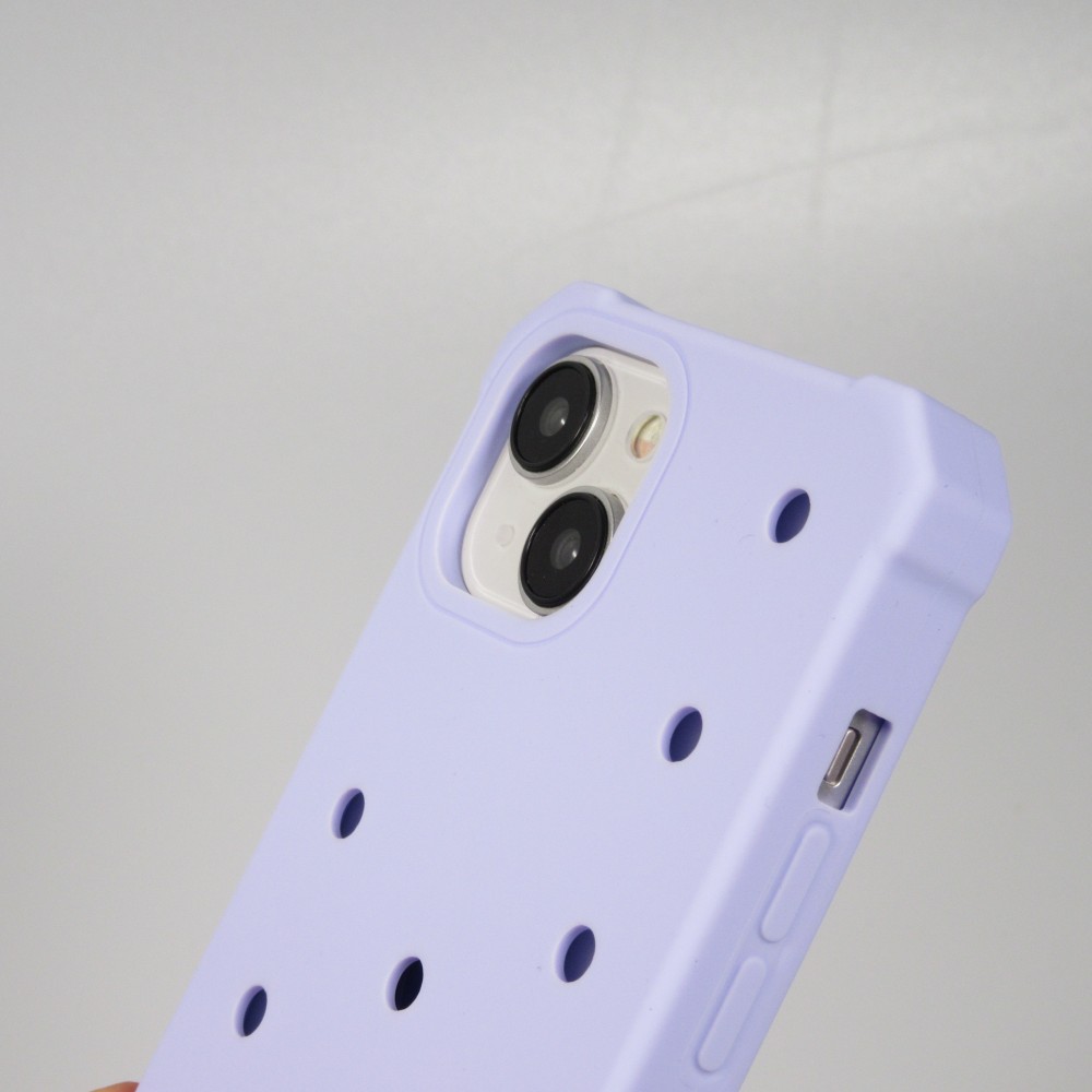 iPhone 14 Case Hülle - Dicke Silikonhülle mit Löcher für Aufsteck-Sticker - Hellblau