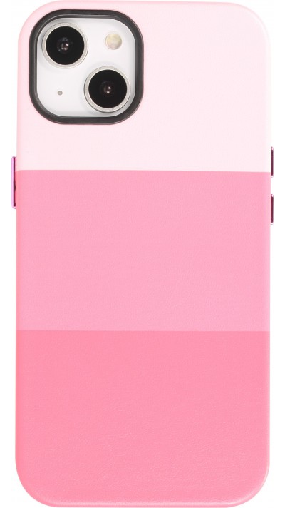 iPhone 13 Case Hülle - Stylisches tricolor Cover mit Leder-Look - Rosa