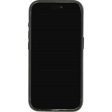 iPhone 14 Case Hülle - Vollständig genarbtes Luxuskalbsleder mit Metallknöpfen und MagSafe - Schwarz