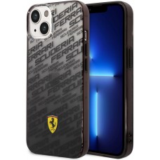 Coque iPhone 14 - Ferrari Scuderia silicone dégradé avec logo - Noir