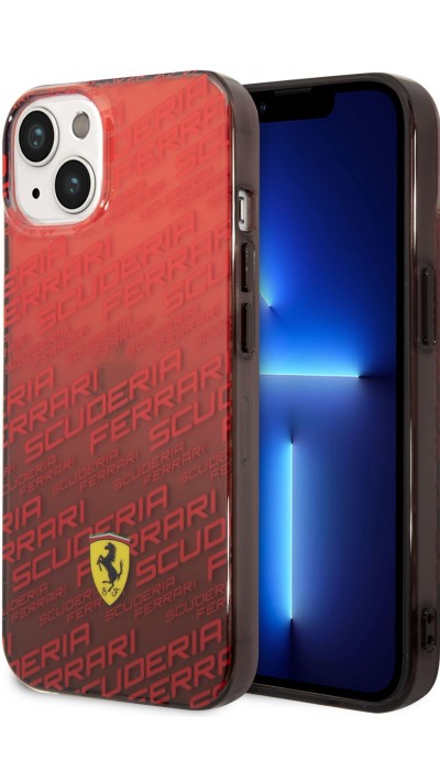 Coque iPhone 14 - Ferrari Scuderia silicone dégradé avec logo - Rouge