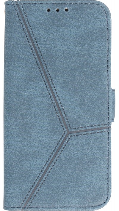 Coque iPhone 14 - Flip Géometrique - Bleu complet