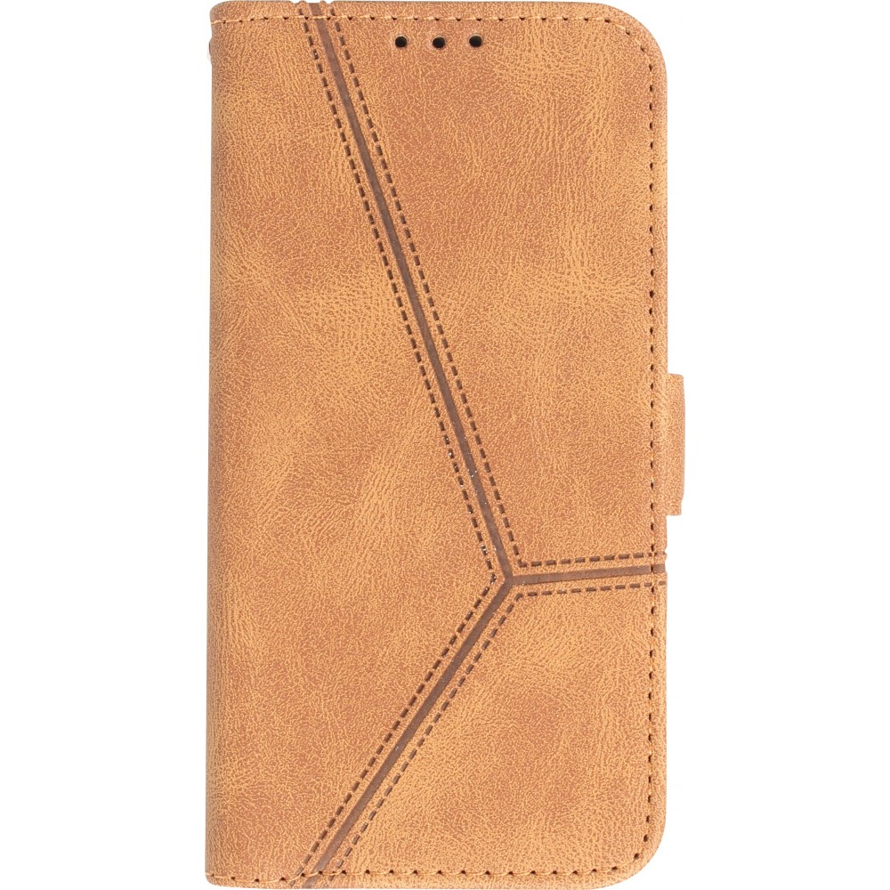 Coque iPhone 14 - Flip Géometrique - Brun