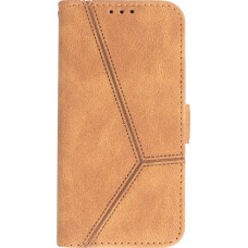 Coque iPhone 14 - Flip Géometrique - Brun