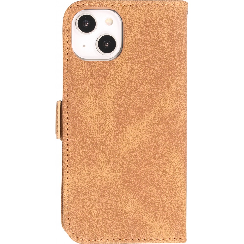 Coque iPhone 14 - Flip Géometrique - Brun