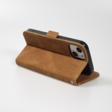 Coque iPhone 14 - Flip Géometrique - Brun