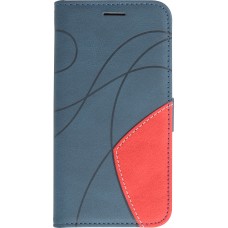 Coque iPhone 14 - Flip classical elegant fine lines - Bleu