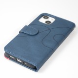 Coque iPhone 14 - Flip classical elegant fine lines - Bleu