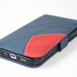 Coque iPhone 14 - Flip classical elegant fine lines - Bleu